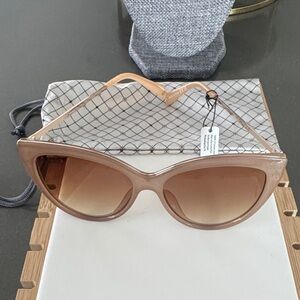 Anthropologie Tan/ Peach Cat-Eye Sunglasses with fabric case